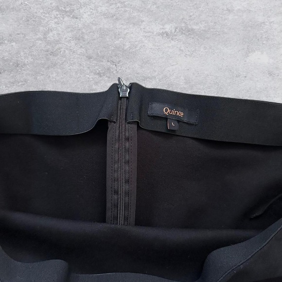 Quince Ultra-Stretch Ponte Pencil Skirt Black High Waist Midi Size L - Picture 4 of 7